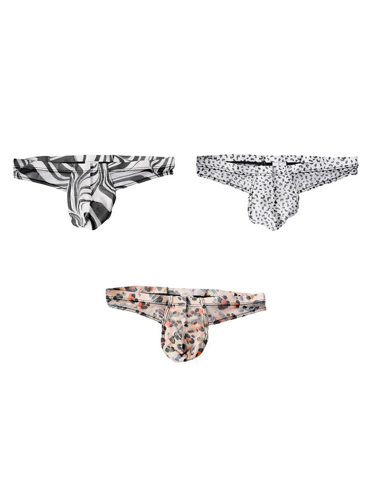 3 Pack Men's Ice Silk Comfy Waistband Low-Rise Sexy Stretch Thong | dmunderwear variant image