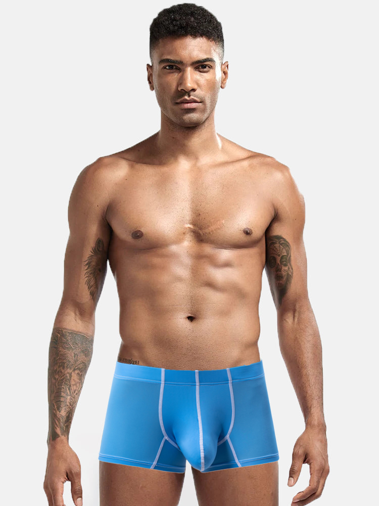 3 Pack Men's Large Pouch Contrast Binding Trunks | dmunderwear detail image 1