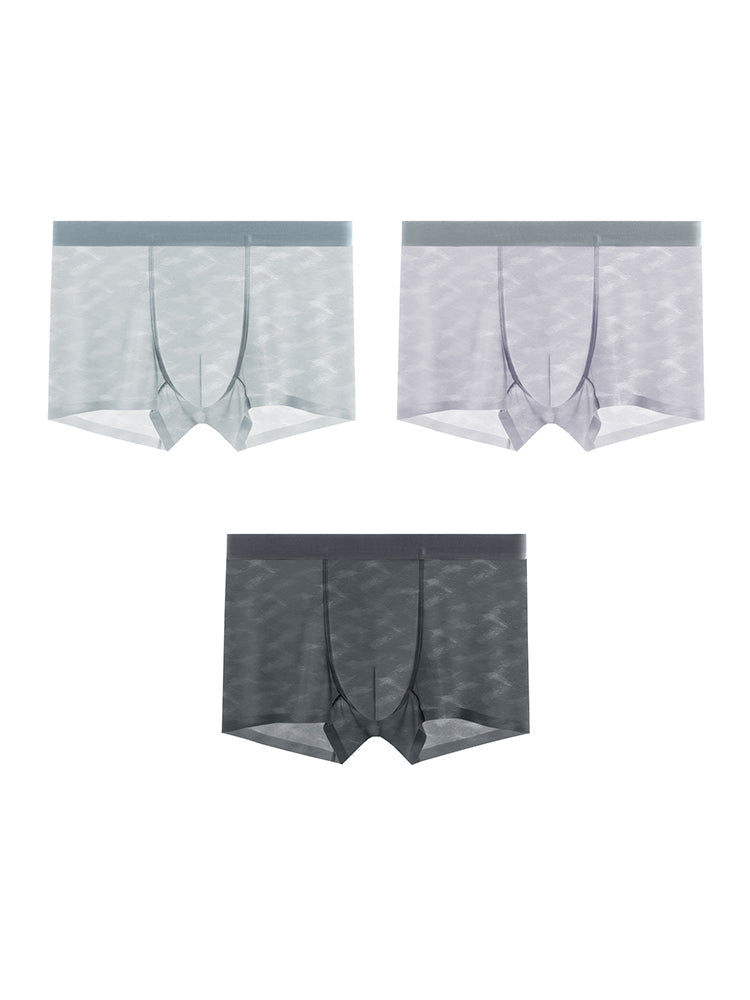 3 Pack Men's Lightweight & Airy Seamless Comfort Ice Silk Trunks | dmunderwear variant image