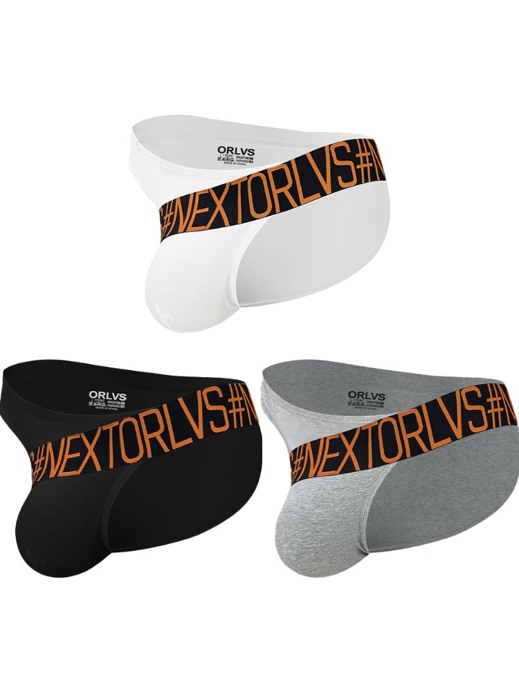 3 Pack Men's Low Rise Cotton Sexy Fashion U Convex Comfort Briefs | dmunderwear detail image 1