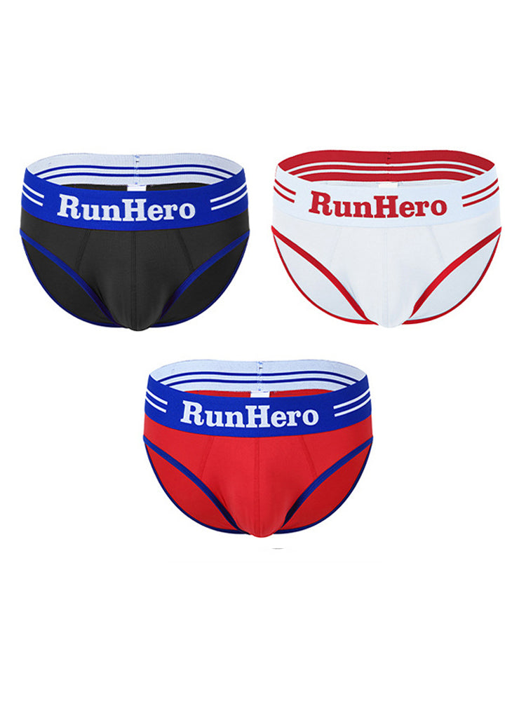 3 Pack Men's Low-Rise Sports Breathable Fitness Hip-Lifting Cotton Briefs | dmunderwear variant image