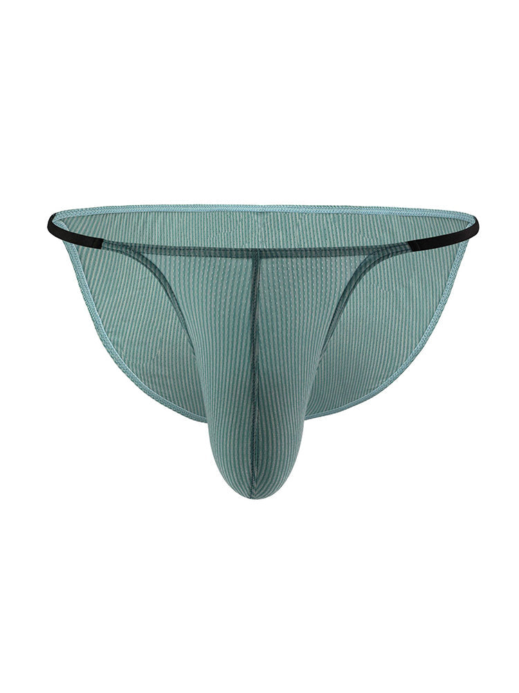3 Pack Men's Low Rise Striped Camisole Briefs with Raised Pockets | dmunderwear detail image 1