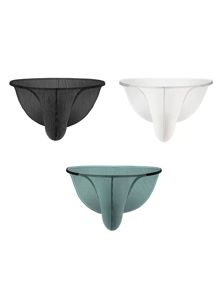 3 Pack Men's Low Rise Striped Camisole Briefs with Raised Pockets | dmunderwear variant image
