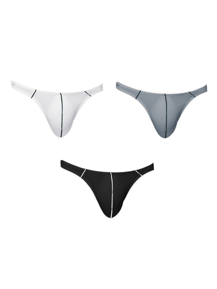 3 Pack Men's Low-Rise U-Pouch & Thin Edging Sporty Cut Thongs | dmunderwear variant image