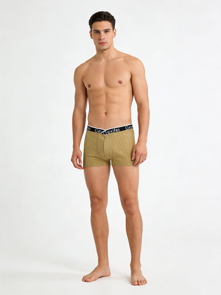 3 Pack Men's Low-Rise V-Shape Waistband Trendy Loose Fit High-Stretch Trunks | dmunderwear detail image 1