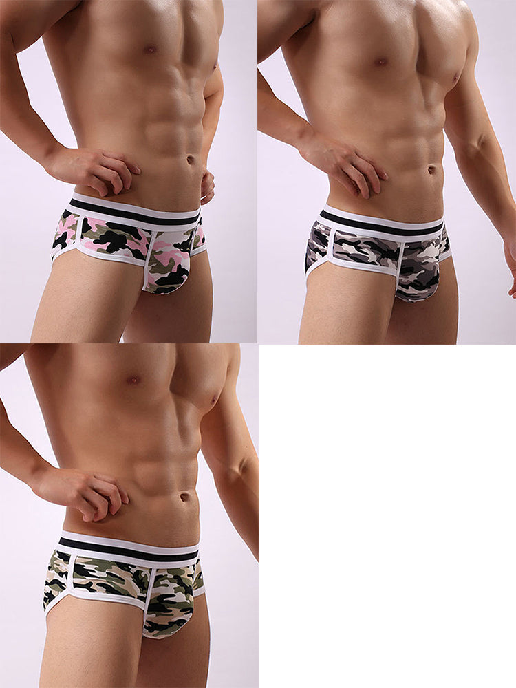 3 Pack Men's Mid-Rise Breathable Soft Cotton Camouflage Stretch Fit Bikini | dmunderwear variant image