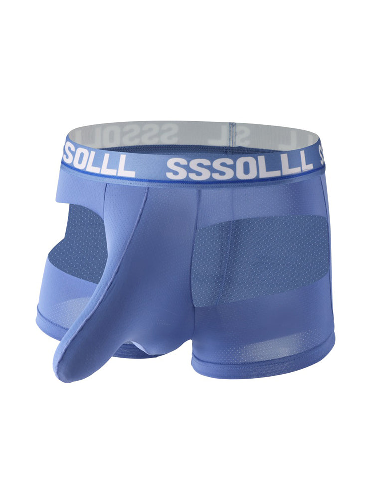 3 Pack Men's Mid-Rise Ice Silk Hollow-Out Trunks | dmunderwear detail image 1
