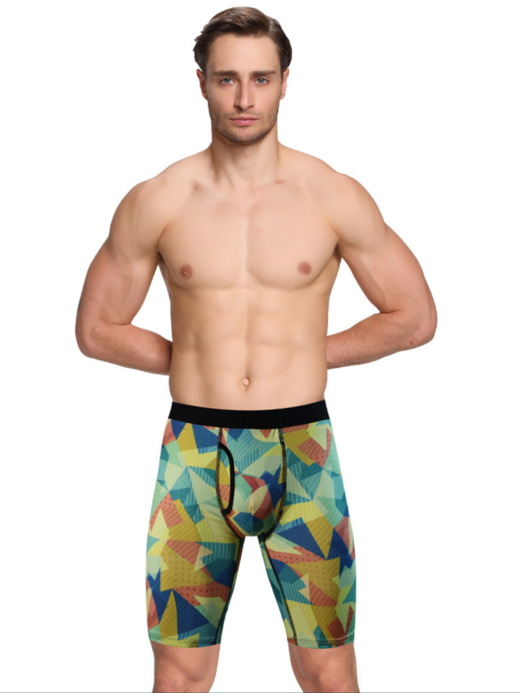 3 Pack Men's Printed Sports Boxer Briefs With Functional Fly | dmunderwear detail image 1
