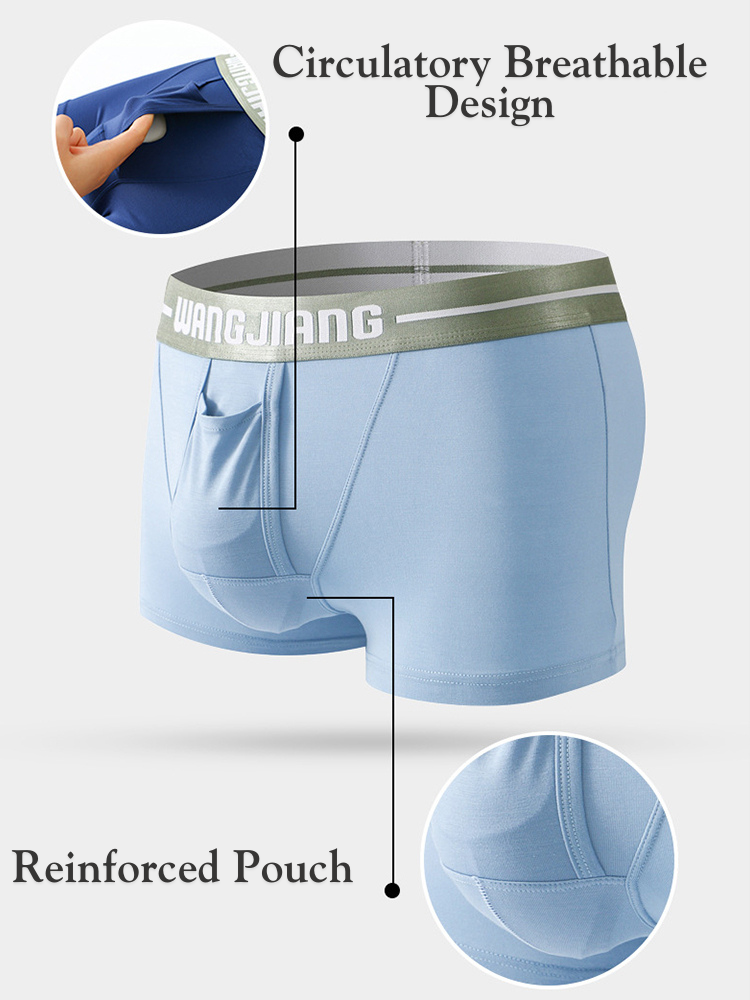 3 Pack Men's Reinforced Pouch Breathable Seamless Comfort Trunks | dmunderwear detail image 3