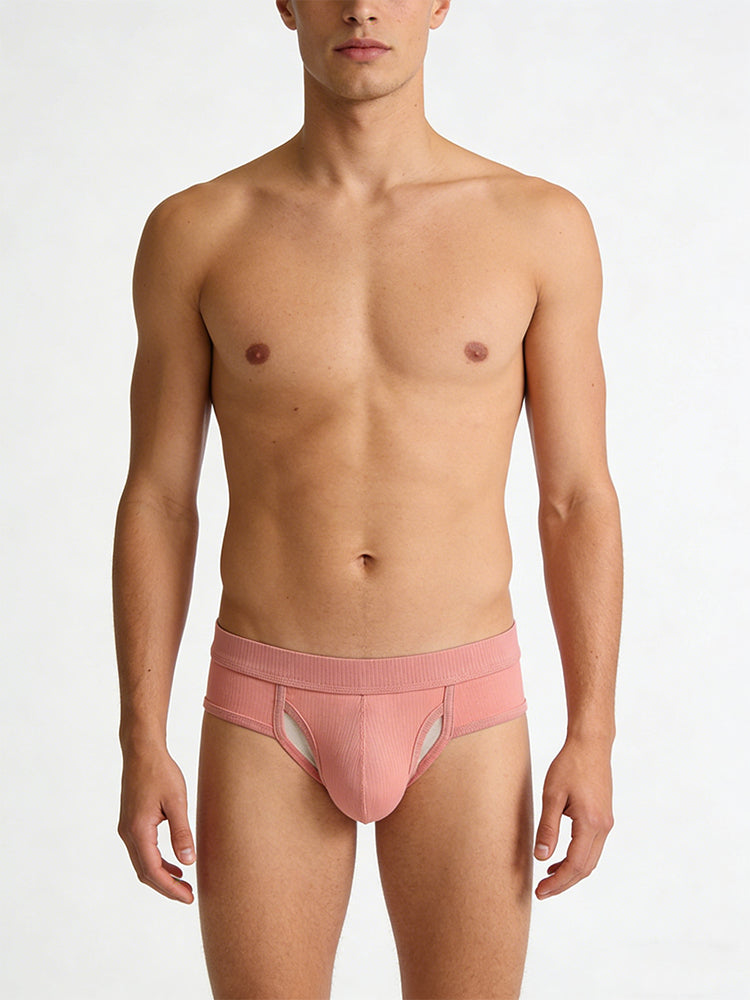 3 Pack Men's Ribbed Sexy & Supportive Separate U-Pouch Briefs | dmunderwear detail image 1