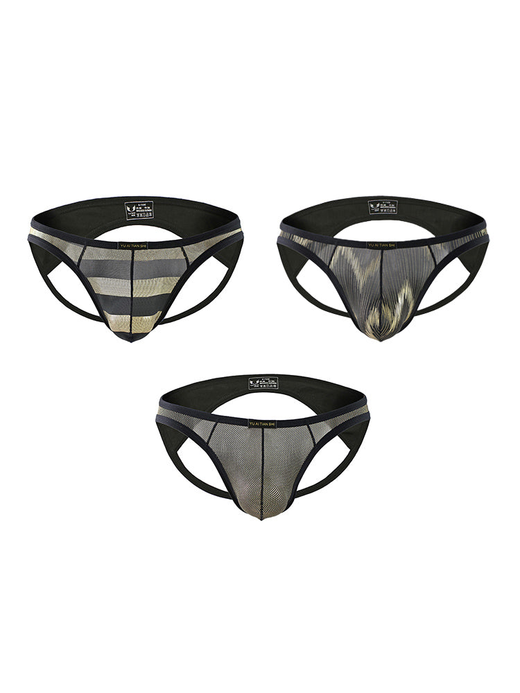 3 Pack Men's Sexy Breathable Odor-Control Snug Fit Low-Rise Jockstrap | dmunderwear variant image