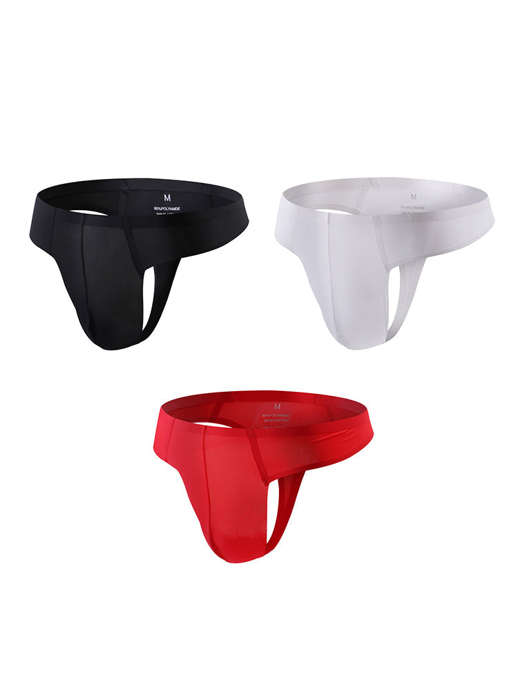 3 Pack Men's Sexy Low-Rise Seamless with Support Pouch Thongs | dmunderwear variant image