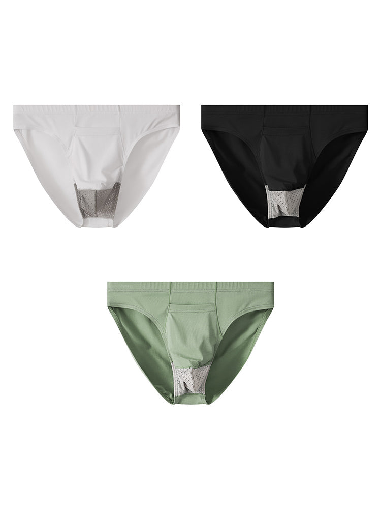 3 Pack Men's Sexy Mesh Breathable Gun Egg Separation Cotton Briefs | dmunderwear variant image
