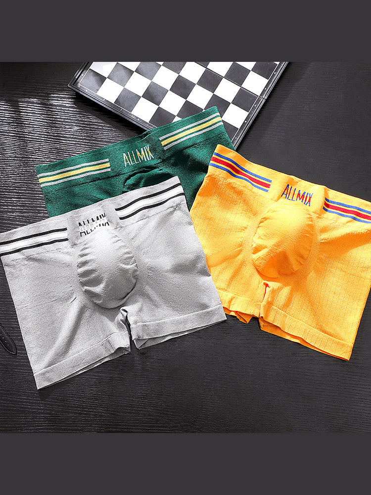 3 Pack ALLMIX Men's Sexy Striped Seamless Low Waist Boxers Briefs | dmunderwear detail image 1