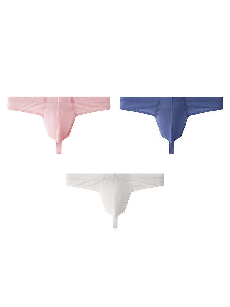 3 Pack Men's Solid Color Seamless Comfort Quick-Dry Breathable Thongs | dmunderwear variant image