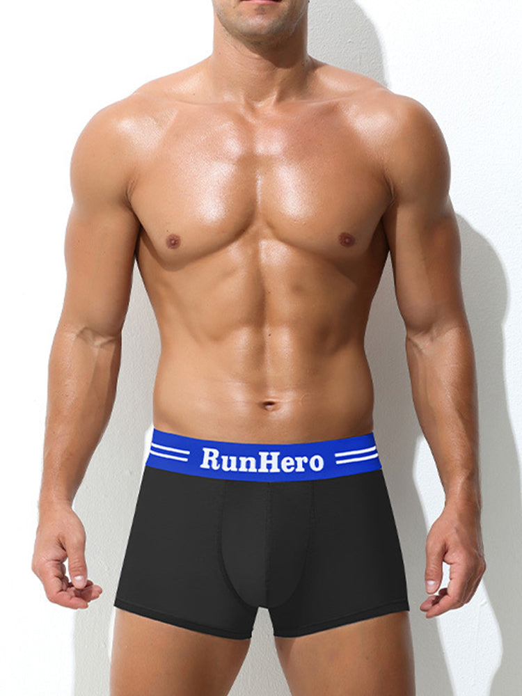 3 Pack Men's Solid Color Sports Breathable Cotton Large Pouch Boxer Briefs | dmunderwear detail image 1