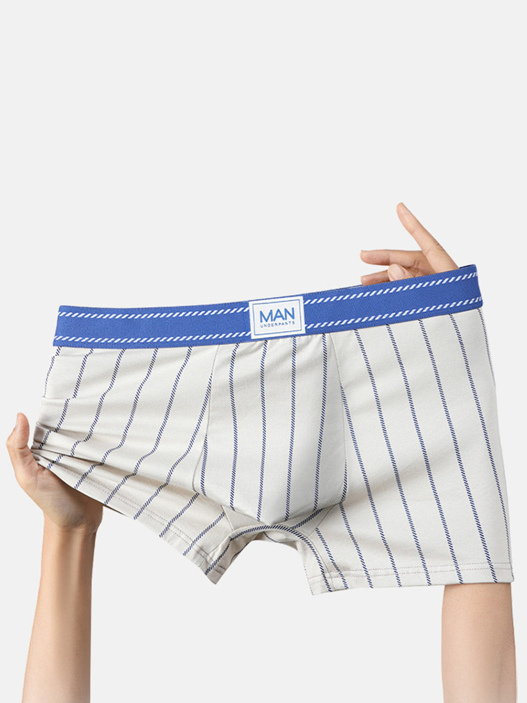 3 Pack Men's Striped Cotton Blend Trunks | dmunderwear detail image 1