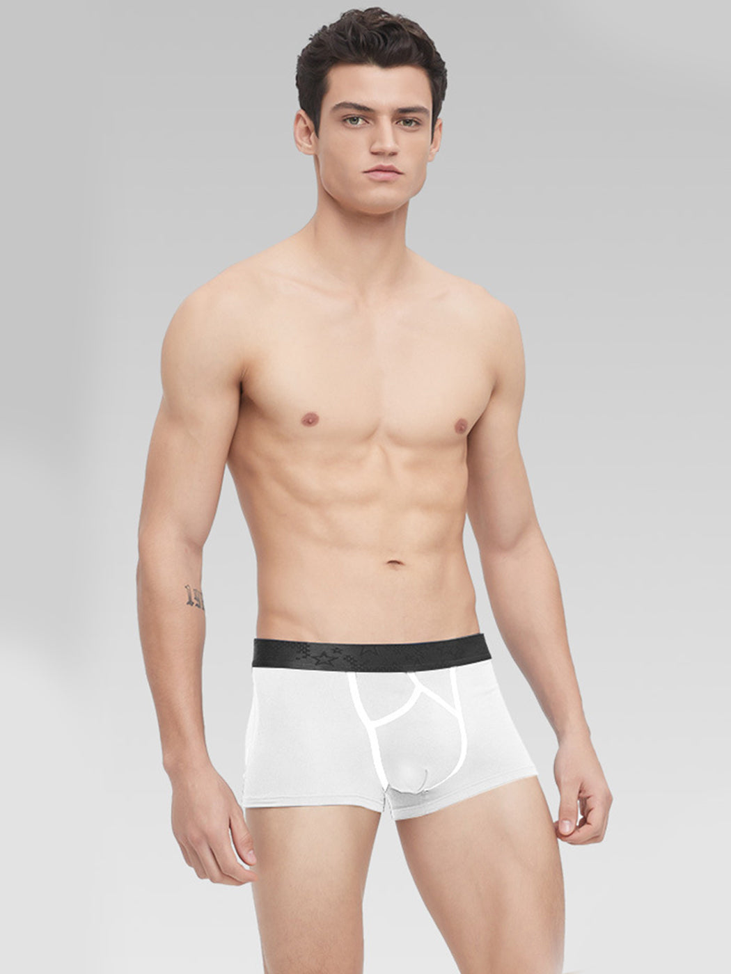 3 Pack Men's U Pouch Contour Patchline Trunks | dmunderwear detail image 1