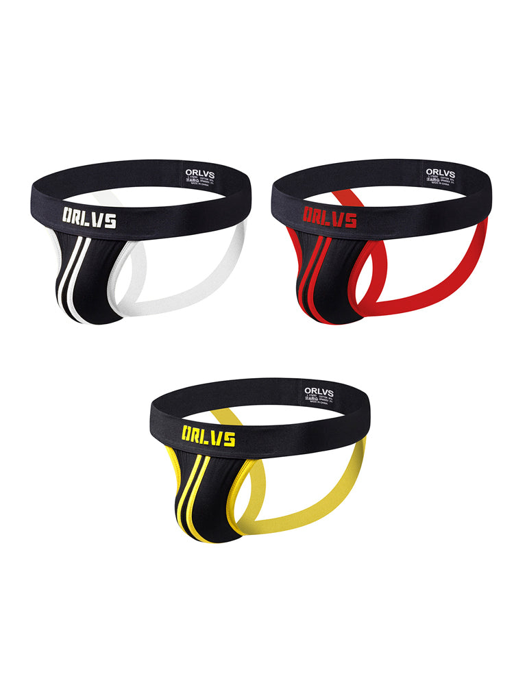 3 Pack Men's U-Pouch Striped Sexy Jockstraps | dmunderwear variant image