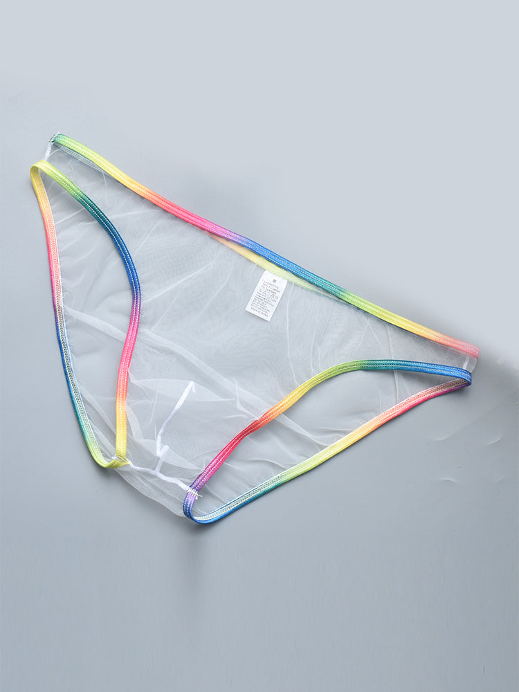 3-pack Men's Ultra-sheer Rainbow-edge Mesh Briefs | dmunderwear detail image 1