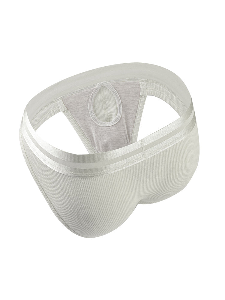 3 Pack Men's Soft Waffle Cotton Briefs with Separate Pouch and High-Leg Cut | dmunderwear detail image 1