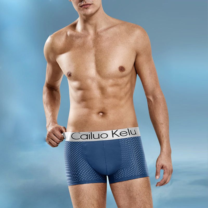 3 Pcs Men's Mesh Breathable Ice Silk Boxer Briefs | dmunderwear detail image 1