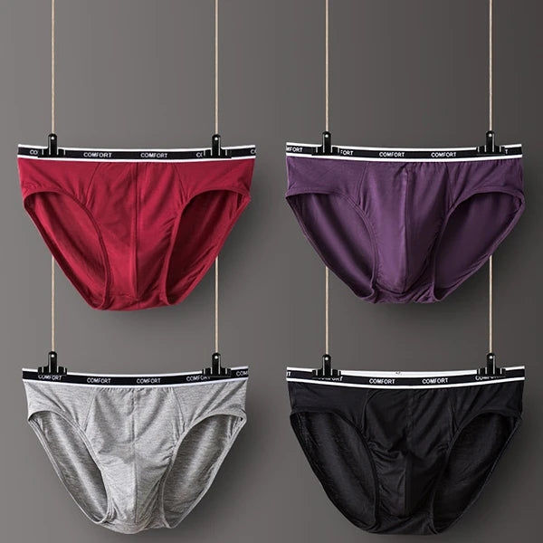 3 Pcs Modal Soft Breathable Solid Men's Briefs Set | dmunderwear detail image 1