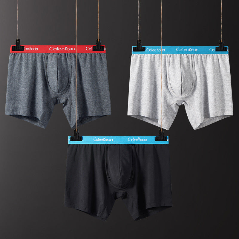 3Pcs Men's Sports Cotton Soft Solid Color Boxer Briefs | dmunderwear variant image