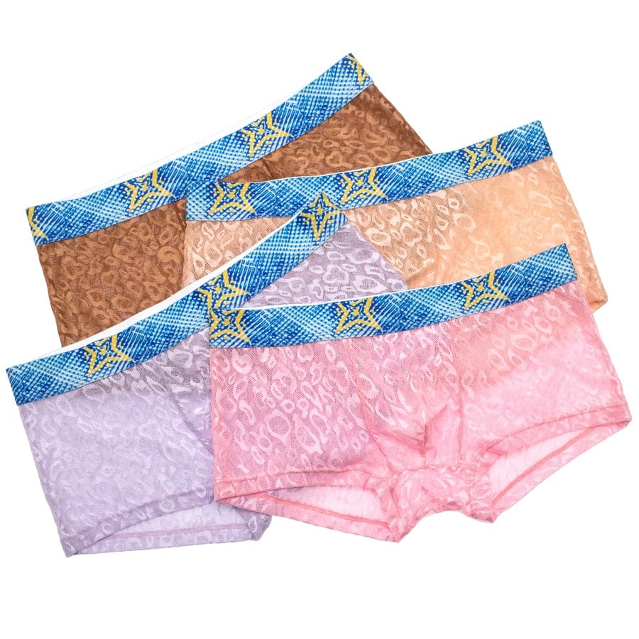 4 Pack Bold Leopard Lace Trunks | dmunderwear detail image 1