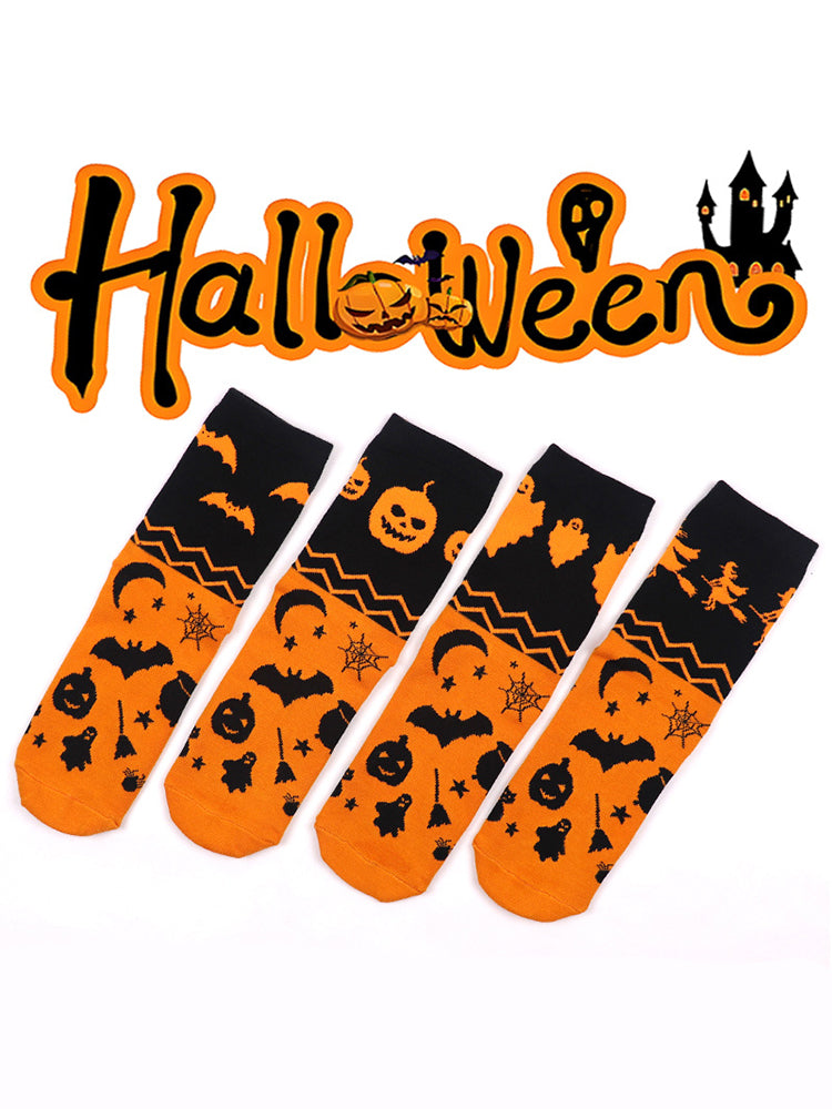 4 Pack Halloween Gift Socks Fun and Casual Cotton Crew Socks | dmunderwear detail image 1