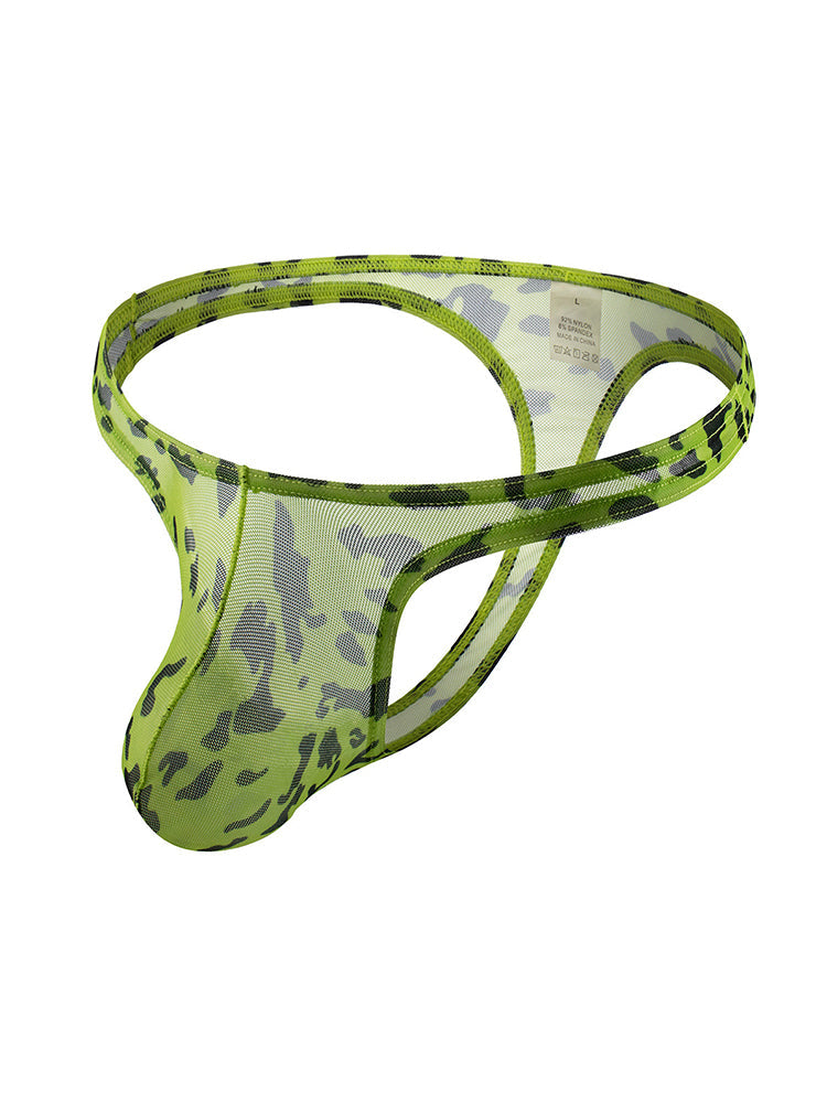 4 Pack Leopard Print See-through Mesh Thongs | dmunderwear detail image 1