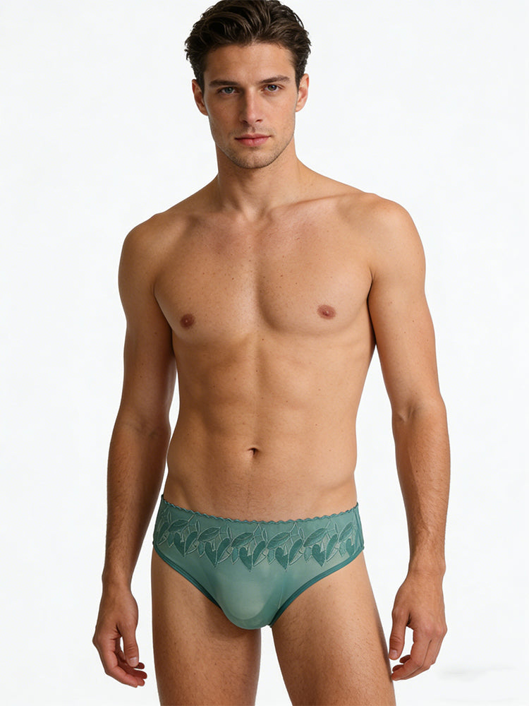 4 Pack Men's 3D Pouch & Seamless Lace Accent Comfort Briefs | dmunderwear detail image 1