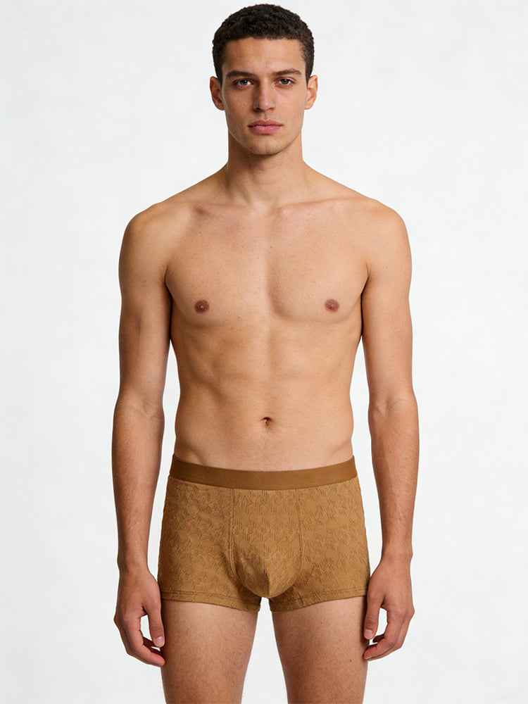 4 Pack Men's Antibacterial Cotton Jacquard Breathable Solid Color Trunks | dmunderwear detail image 1