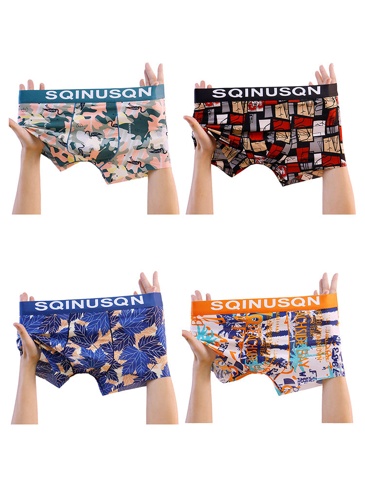 4 Pack Men's Breathable Printed Comfy Waistband Stretch Trunks | dmunderwear variant image