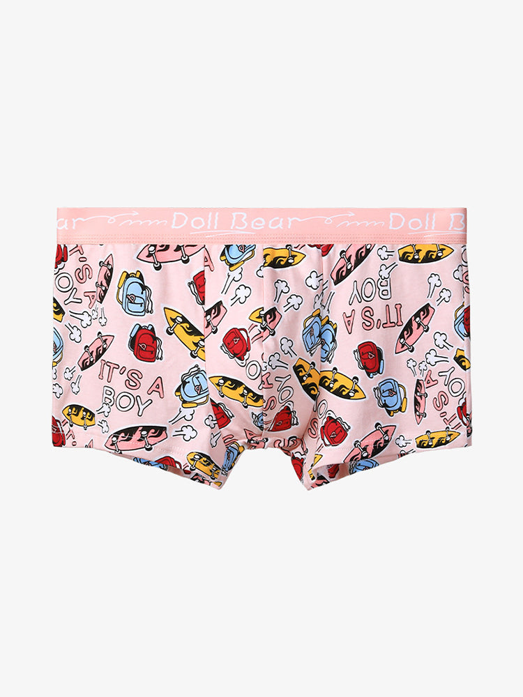 4 Pack Men's Cartoon Cotton Anti-Bacterial Boxer Briefs | dmunderwear detail image 1
