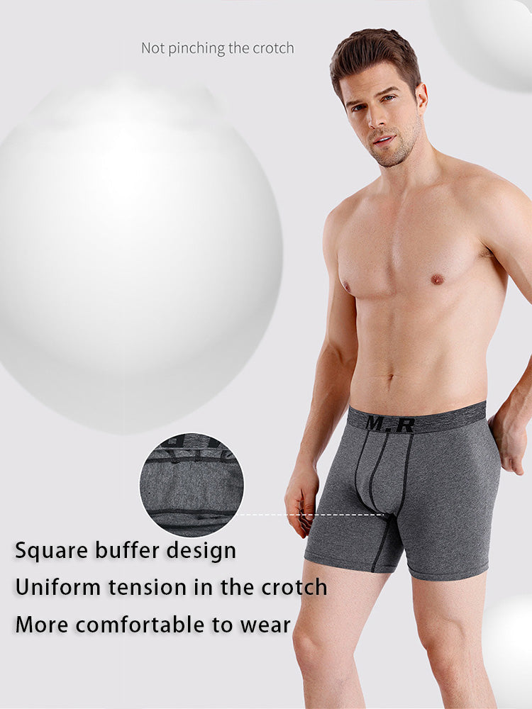 4 Pack Men's Comfortable Cotton Anti-Chafing High Elasticity Sports Boxer Briefs | dmunderwear detail image 1