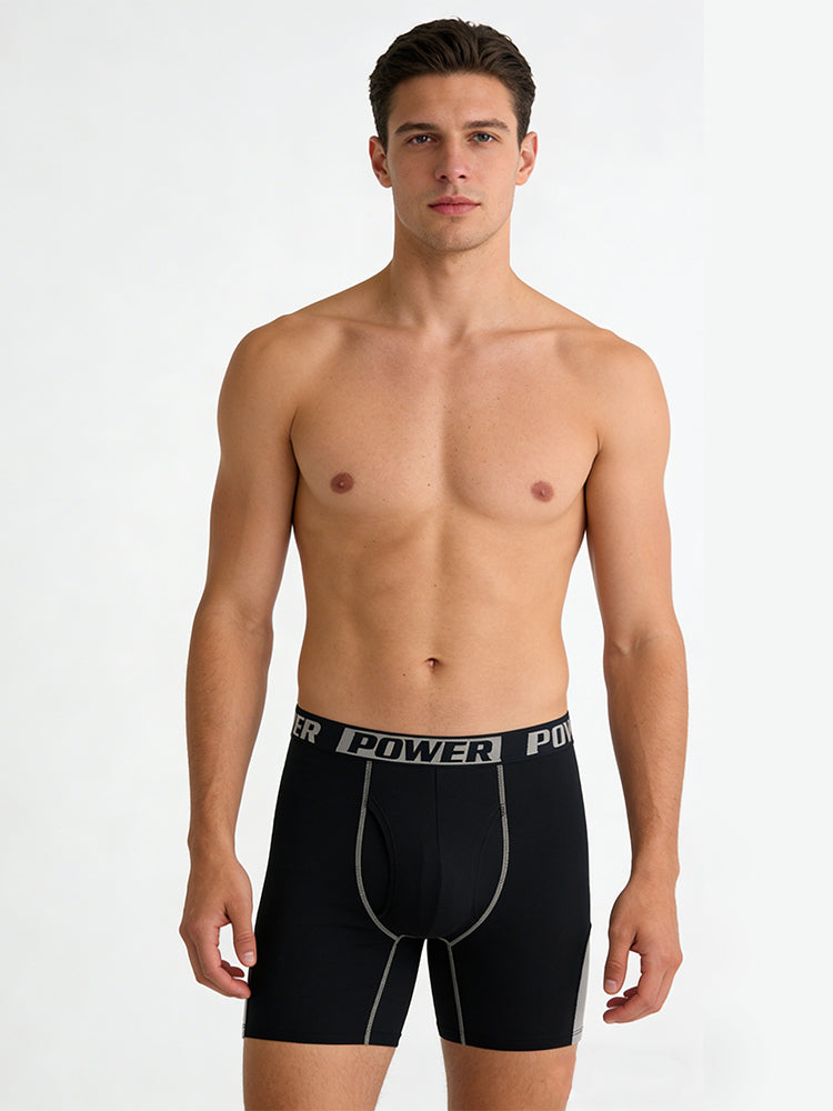 4 Pack Men's Comfy Waistband Workout Ready All-Season Boxer Briefs | dmunderwear detail image 1