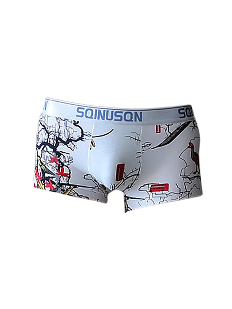 4 Pack Men's Ice Silk Bold Prints Lightweight & Airy Mid-Rise Trunks | dmunderwear detail image 1