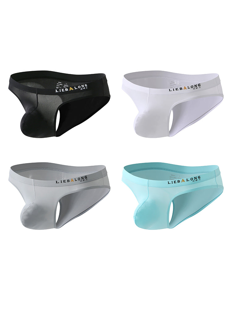4 Pack Men's Ice Silk Low-Rise Big Pouch Sexy Comfortable Bikini | dmunderwear variant image
