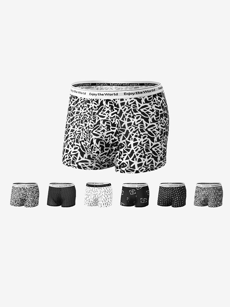 4 Pack Men's Ice Silk Printed Comfy Waistband Stretch Fit Trunks | dmunderwear detail image 1