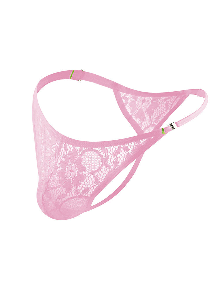 4-pack Men's Lace Side Buttoned Thongs | dmunderwear detail image 1