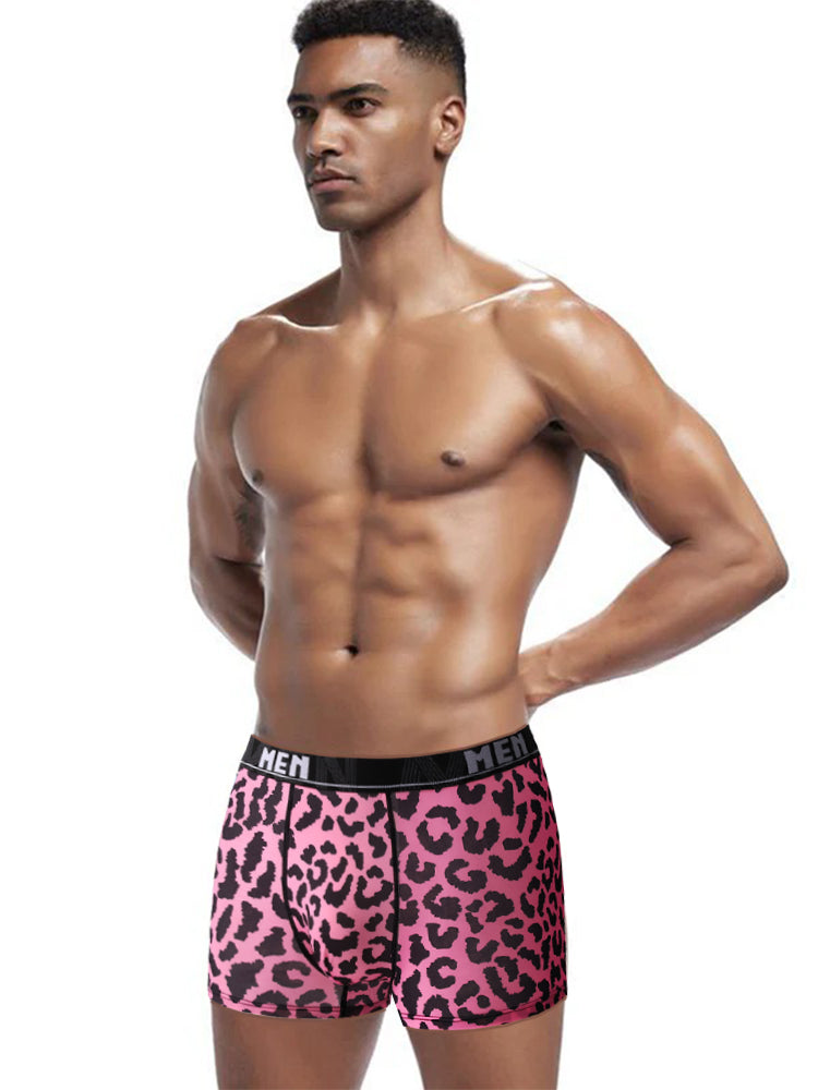 4-Pack Men's Leopard Print Mid-Rise Breathable Trunks | dmunderwear detail image 1