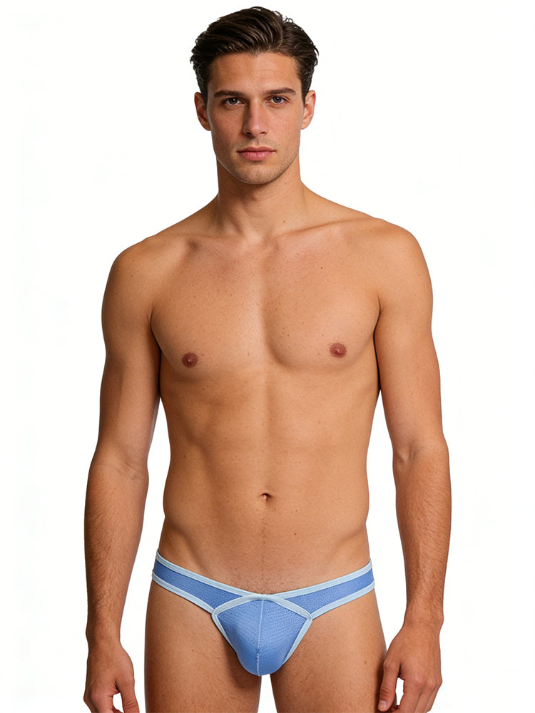 4 Pack Men's Low-Rise Breathable Mesh Lightweight Sexy Thongs | dmunderwear detail image 1