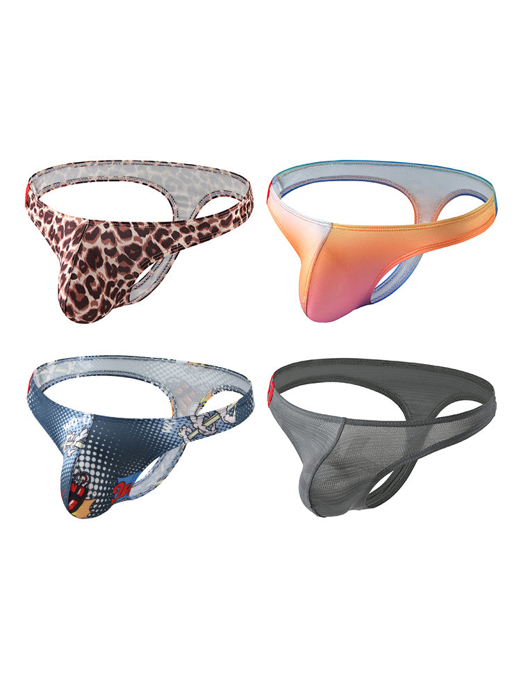 4 Pack Men's Low-Rise Moisture-Wicking Odor-Control Comfort Thongs | dmunderwear variant image