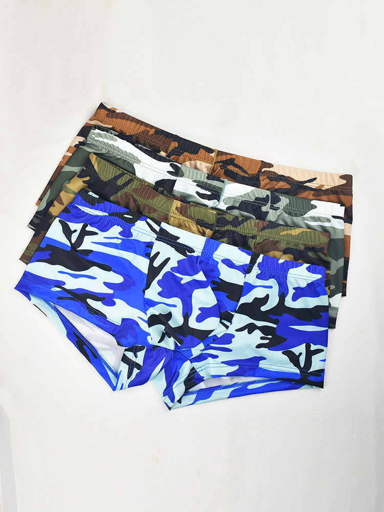 4-pack Men's Low-rise U-pouch Camouflage Boxer Briefs | dmunderwear detail image 1