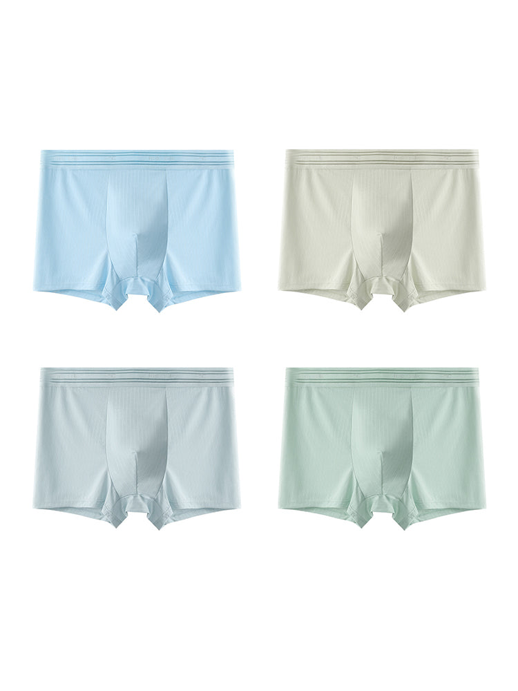 4 Pack Men's Seamless Cooling Ice Silk Antibacterial Mid-Rise Trunks | dmunderwear variant image