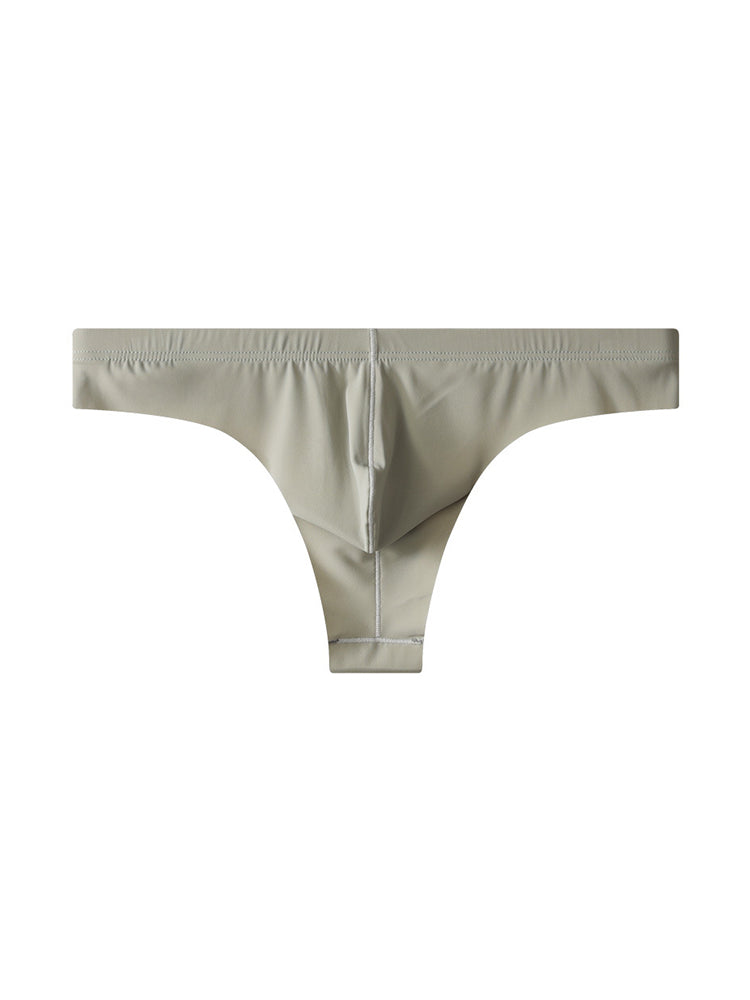 4-Pack Men's Seamless Solid Color Stretch Fit Ice Silk Thong | dmunderwear detail image 1