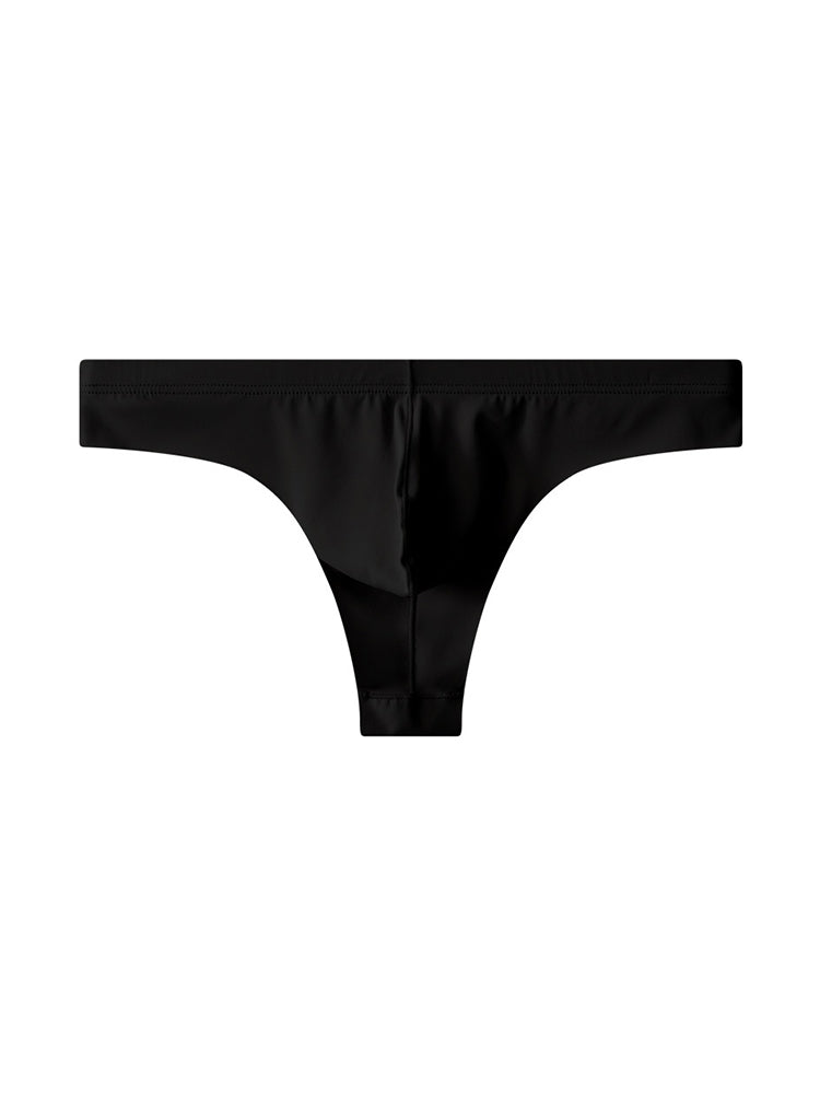 4-Pack Men's Seamless Solid Color Stretch Fit Ice Silk Thong | dmunderwear detail image 10