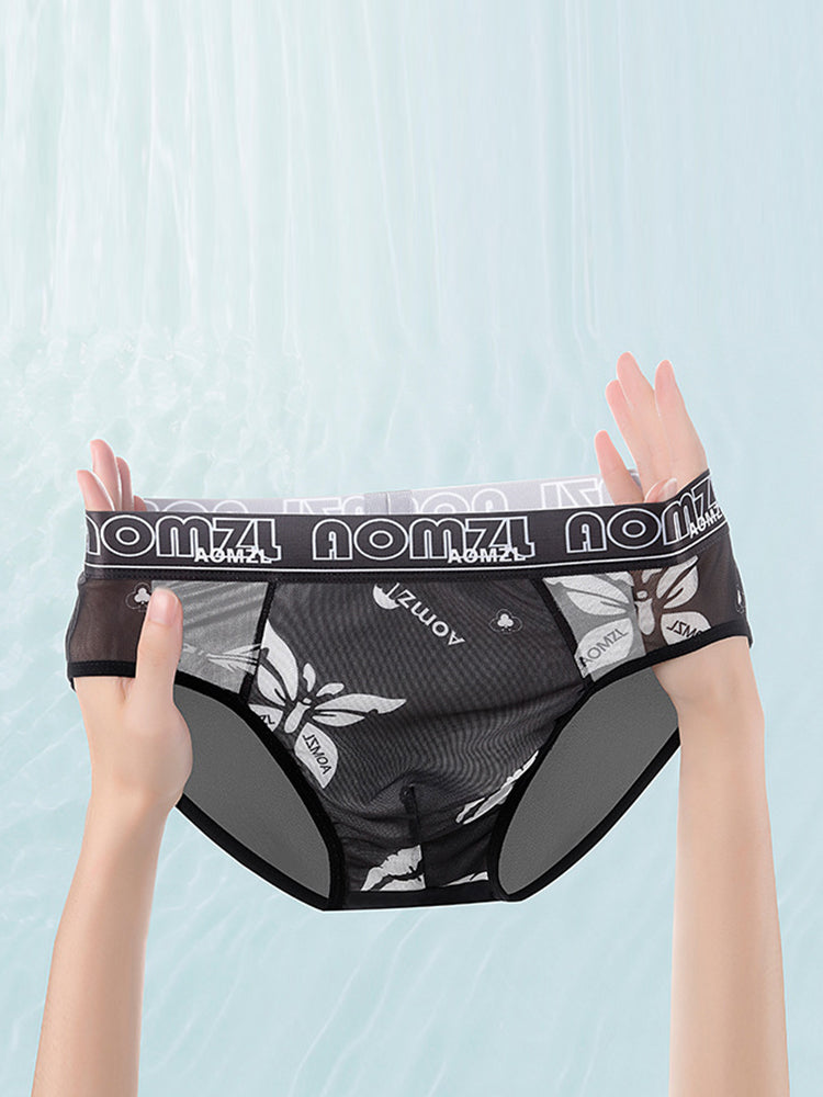 4-pack Men's Sexy Leopard Print Ice Silk Mesh Briefs | dmunderwear detail image 1