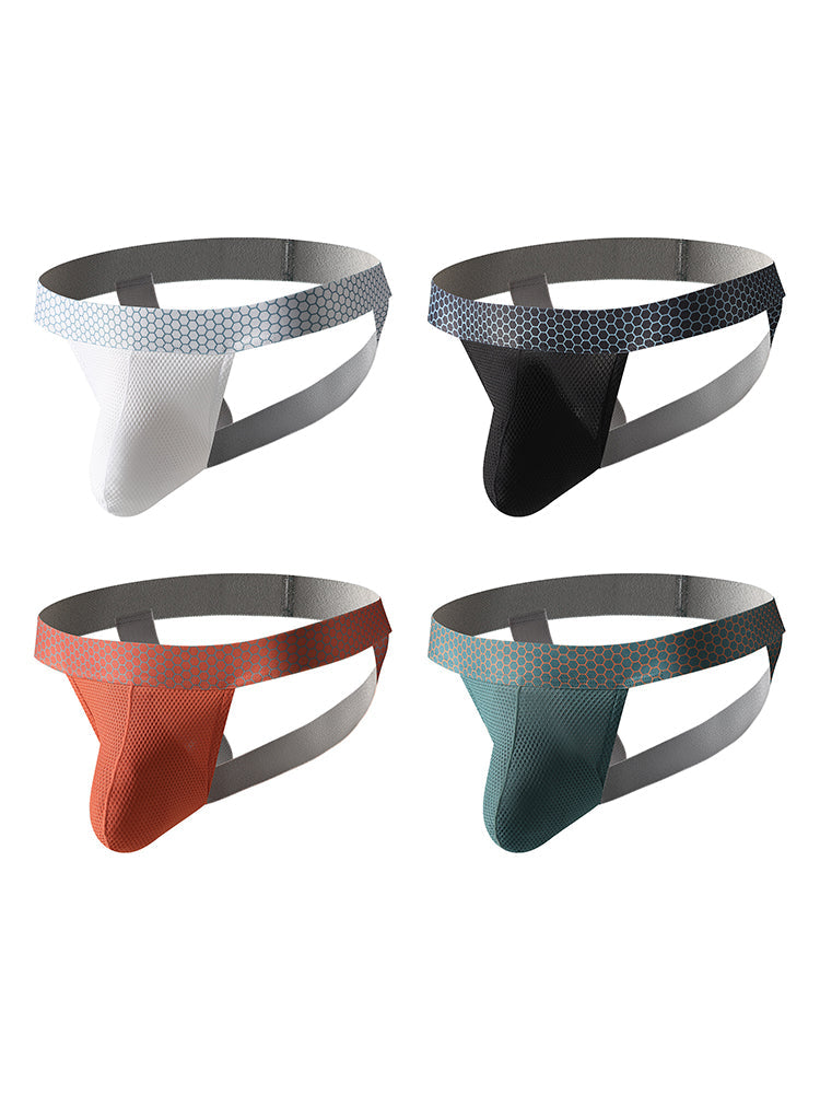 4 Pack Men's Solid Color Seamless Comfort Sporty Cut Cooling Touch Stretch Fit Jockstrap | dmunderwear variant image